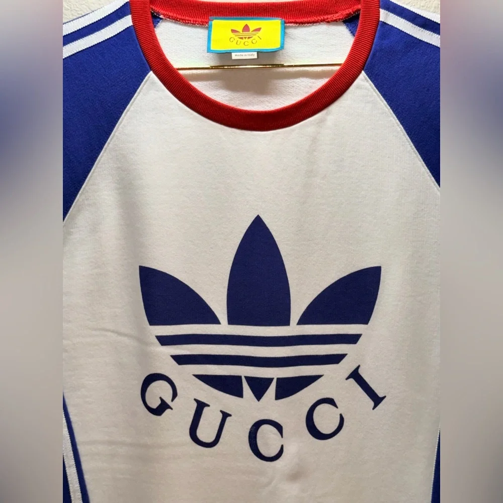 Gucci White, Blue & Red Logo Crewneck Sweater - Picture 2 of 5